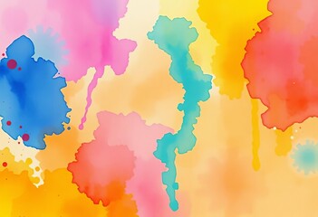 Obraz premium Vibrant watercolor wash, bright hues, grunge texture, soft, shiny, abstract, fluid