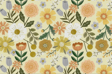 Colorful Flower and Leaf Patterns with Beautiful Textures