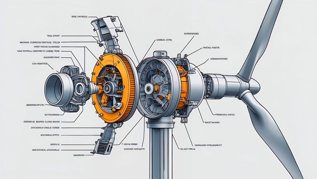 Detailed diagram of wind turbine internal components
