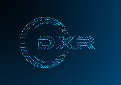 DXR low poly letter logo vector design. DXR lower poly logo design.