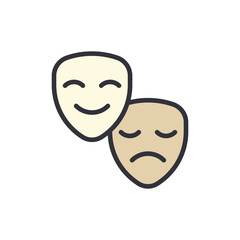 Theater colored icons, minimalist vector illustration ,simple transparent graphic element .Isolated on white background