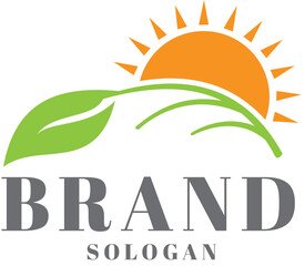 sun and leaf logo design