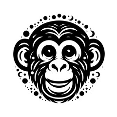 Monkey head silhouette vector illustration with white background
