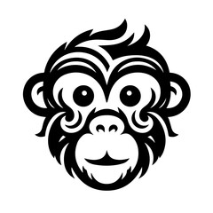 Monkey head silhouette vector illustration with white background
