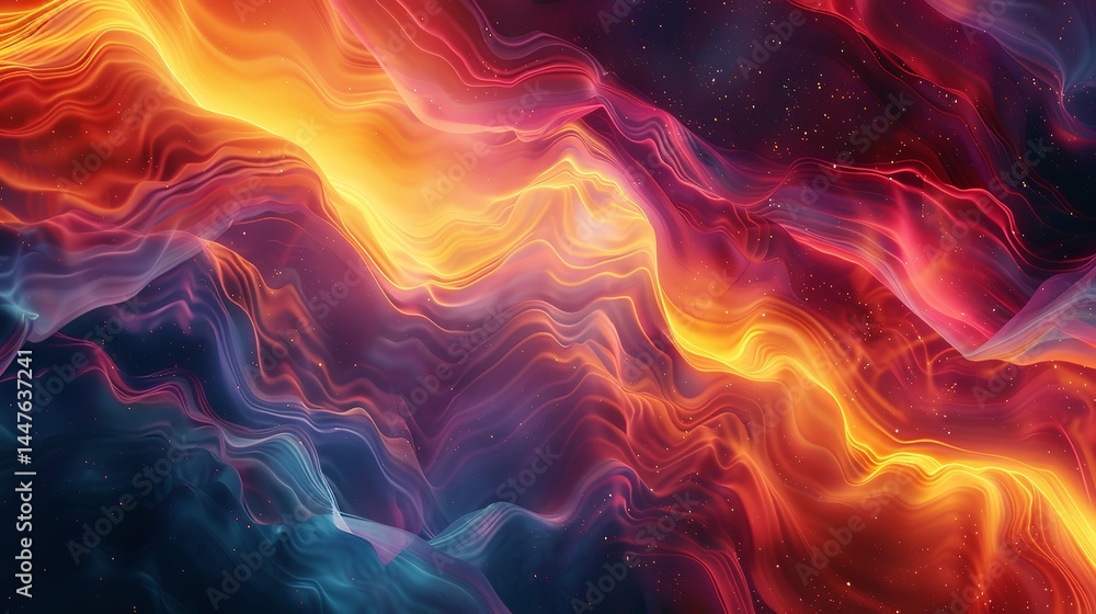 Poster a close-up of an abstract wavy psychedelic background image, ai generative.