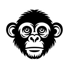 Monkey head silhouette vector illustration with white background
