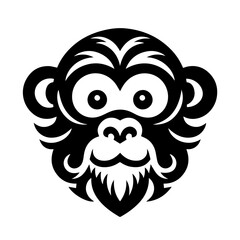Monkey head silhouette vector illustration with white background
