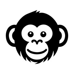 Monkey head silhouette vector illustration with white background
