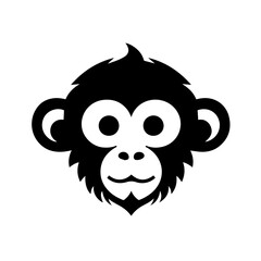 Monkey head silhouette vector illustration with white background
