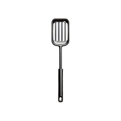 Spatula or Turner Icon, Minimal Doodle Kitchen Tool with Long Handle, on transparent background