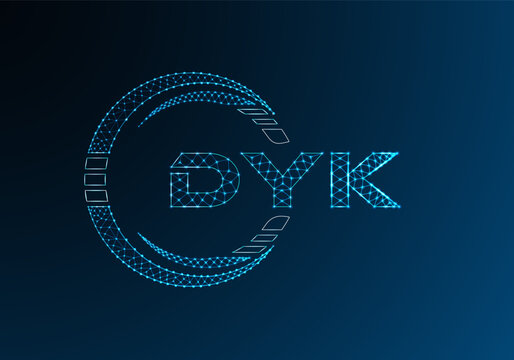 DYK low poly letter logo vector design. DYK lower poly logo design.