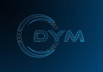 DYM low poly letter logo vector design. DYM lower poly logo design.