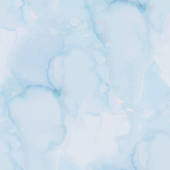 Liquid Seamless Sea Template. Fluid Elegant Watercolor. Watercolor Marble. Metal Copper Texture. Gold Seamless Watercolor. Foil Art Paint. Vector Ink Canvas. Blue Marble Background. Trendy Alcohol Ink