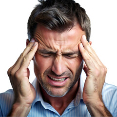 Fototapeta premium Severe Headache Symptoms: Man Suffering from Migraine Pain