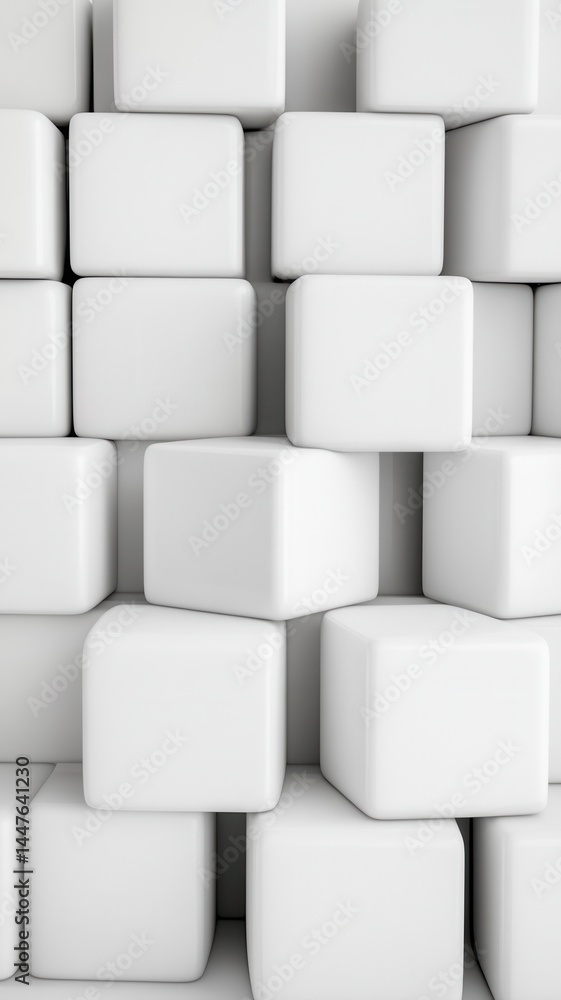 Aufkleber white rectangular blocks protruding abstract wall creating from an geometric pattern. abstract backg