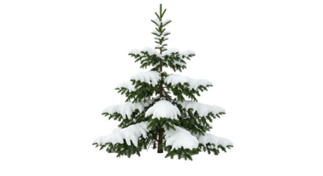Isolated Snowy Pine Tree