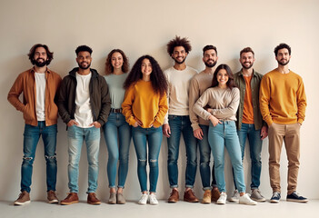 Fototapeta premium Diverse young people united looking at symbol of inclusion young people