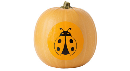 Isolated Ladybug on Pumpkin
