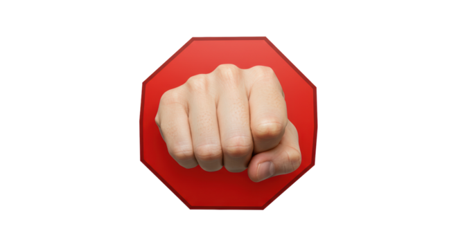 Isolated Red Stop Sign with Fist