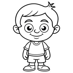 Obraz premium Outline of a Cute Little Boy cartoon character