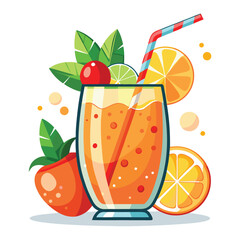 Orange juice cocktail on white background