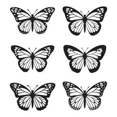Obraz premium Butterflies silhouette, Vector illustration of butterfly on white background.