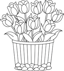 bouquet of flowers in a basket