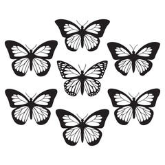 Butterflies silhouette, Vector illustration of butterfly on white background.