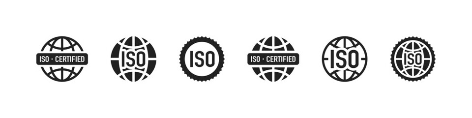 Iso certified vector icon set. Certified approval quality icons collection.