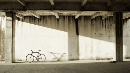 Wide shot of a lone road bike on an empty Bangkok overpass