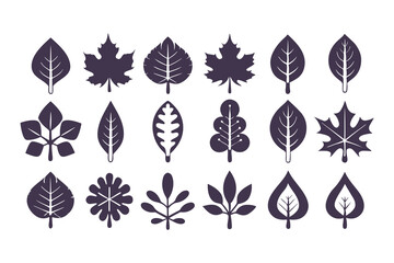 Leaf Silhouette Vector Collection. Diverse Leaf Shapes for Eco-Friendly Branding, Botanical Illustrations, Educational Resources, Art Designs and Nature, Inspired Decor