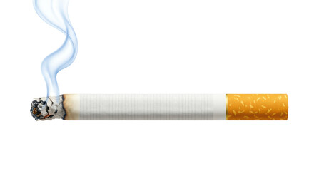 Isolated Burning Cigarette with Smoke