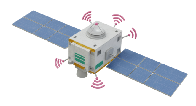 Isolated Satellite with Signal Waves