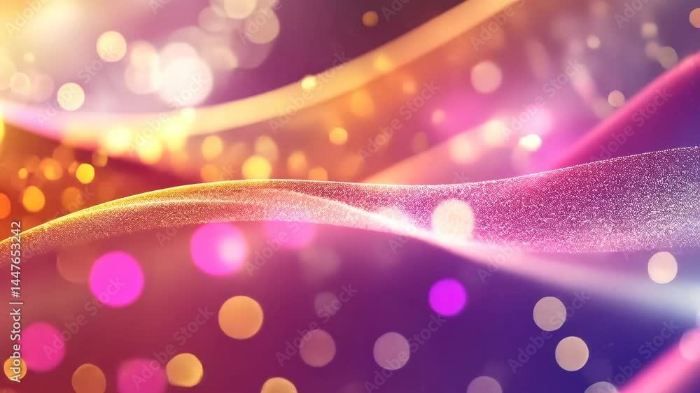 Poster vibrant waves and sparkling bokeh: a mesmerizing journey through colorful motion