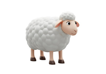 Cute 3D Cartoon White Sheep Looking Right for Eid - Adorable Standing Qurbani Farm Animal Character, Isolated Transparent Background PNG