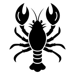 Black silhouette of a crawfish crayfish lobster seafood animal crustacean aquatic icon vector illustration isolated on transparent background