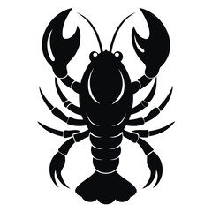 Black silhouette of a lobster seafood crustacean vector illustration graphic design clip art image for menus isolated on transparent background