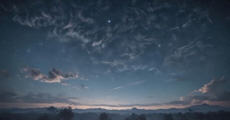Faded blue sky, wispy clouds, twinkling stars on distressed paper ,  pattern,  background,  grunge