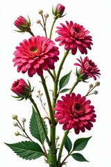 Obraz premium Collage of vibrant heathers with delicate flowers on a crisp white background, summer, flower, botanical