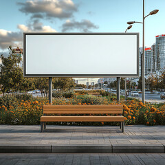 A large outdoor banner mockup with a clean, impactful logo design on a metal frame