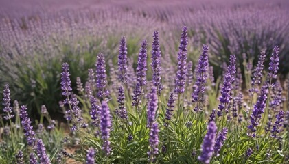 Obraz premium A profusion of purple lavender blooms, sun-drenched and fragrant , rustic, aroma, plant