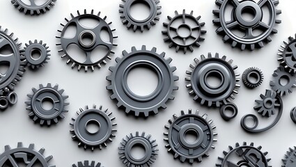 Intricate metallic gears in modern minimalist design