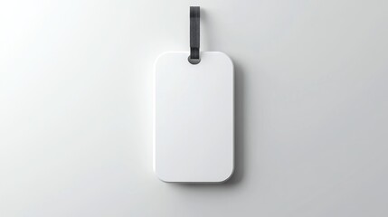 Blank white rectangular tag with black ribbon