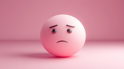 Sad, pink, round emoji