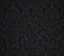 Intricate black gothic damask wallpaper, seamless floral vines , gothic style, design