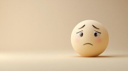 Sad emoji, light beige background