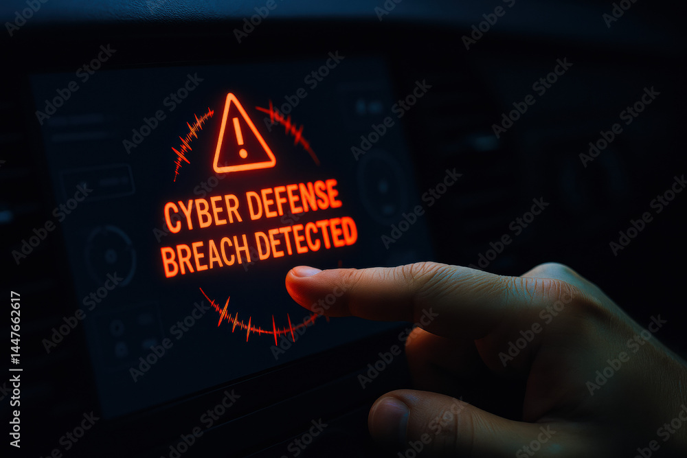 Aufkleber a hand tapping a screen highlighting a breach warning signals the critical need for strategy and dec
