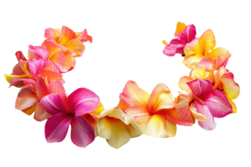 Vibrant tropical flower lei adds a festive touch to beach parties and Hawaiian themed events
