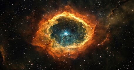 Naklejka premium Cosmic Nebula: Fiery Ring of Celestial Wonder