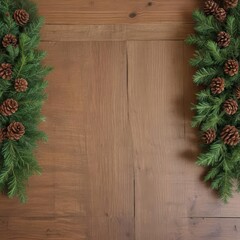 christmas decoration on wooden background, christmas tree on wooden background, christmas background with fir branches and cones